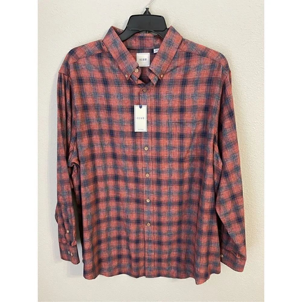 ❤️ROWM Mens Plaid Button Down 2XB